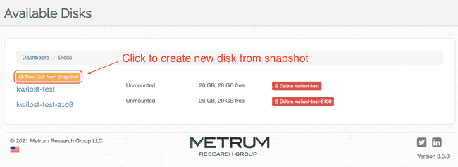 New Disk from Snapshot