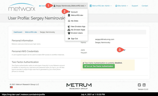 key name in metworx