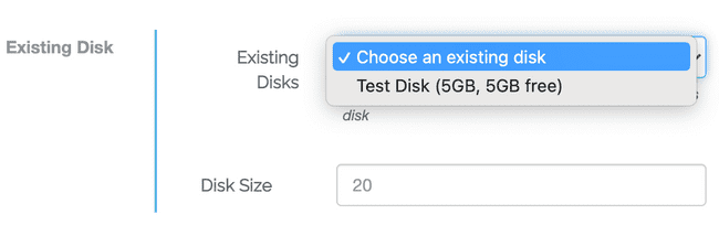 Existing Disk Dropdown